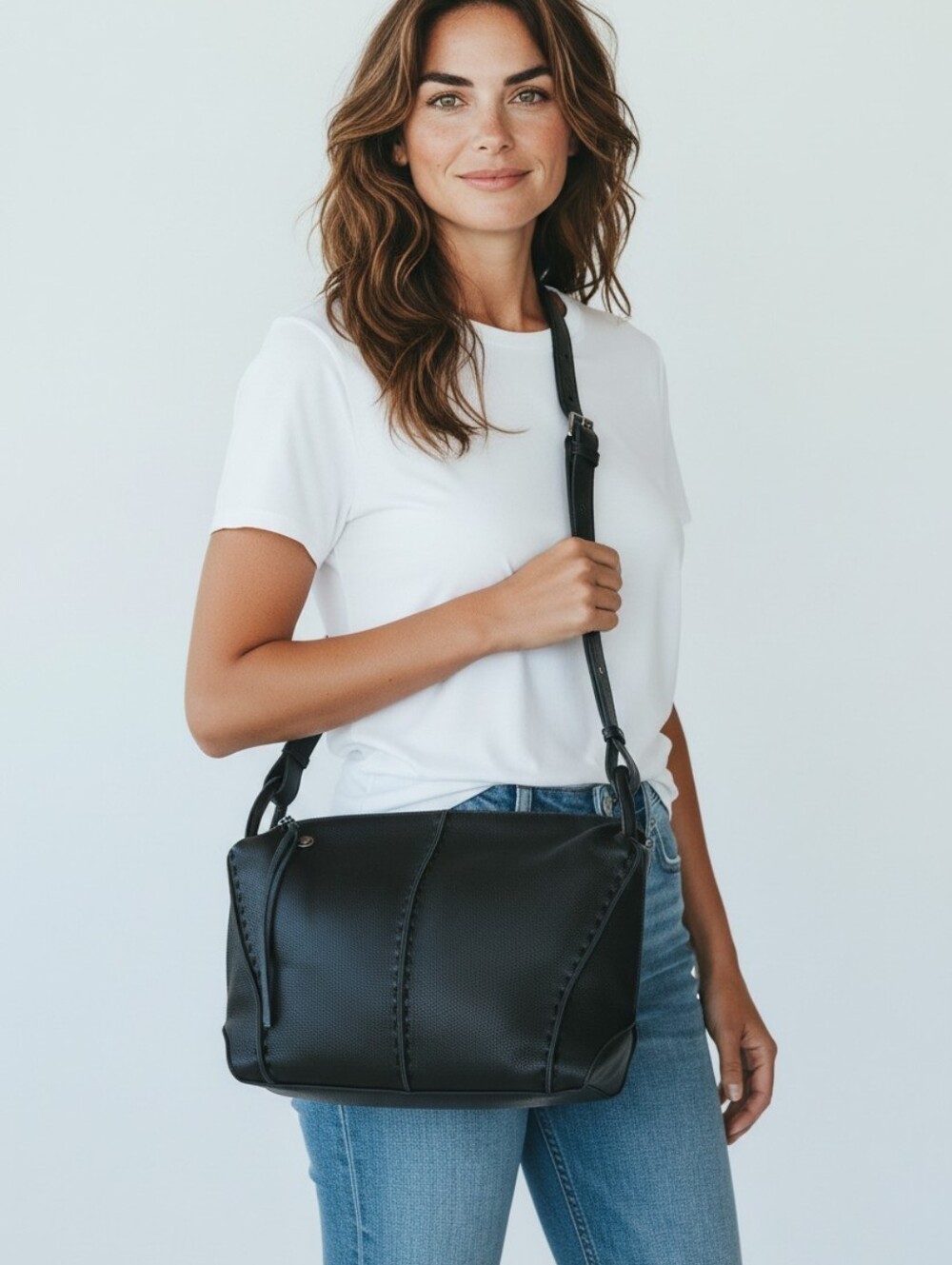 The Sak Black Pebbled Leather Hobo Shoulder Bag